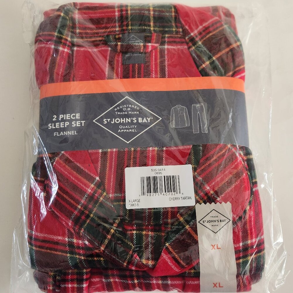 Cotton Flannel 2-Piece Sleep Set Cherry Tartan